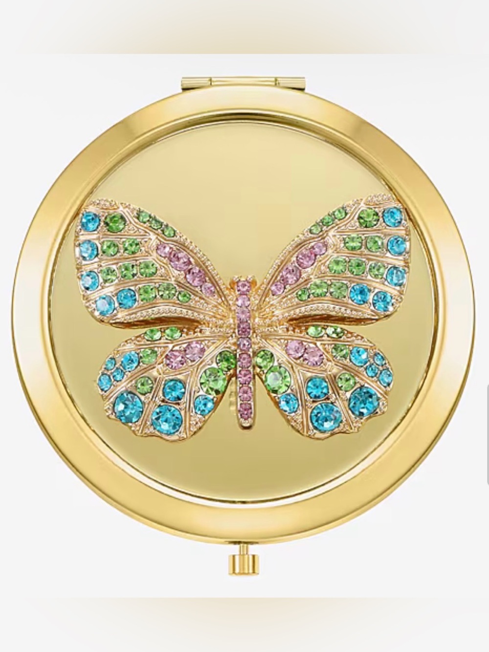 Monet Gold Tone Butterfly Compact Mirror - NIB